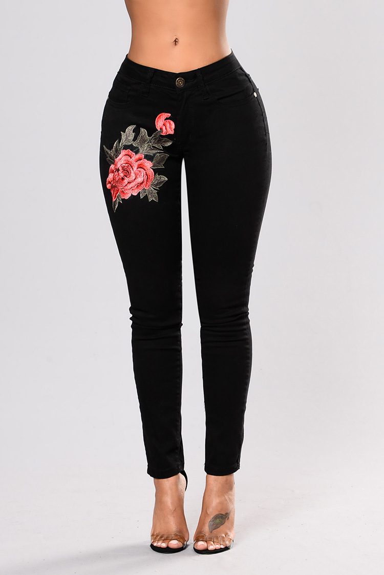 SZ60111 embroidered skinny jeans